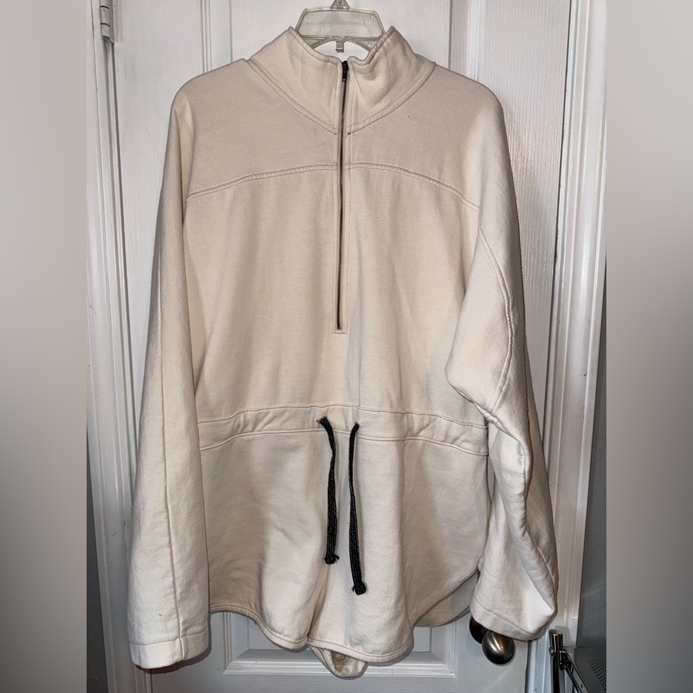 Out from Under Like New Cream Quarter-Zip Romper with Drawstring